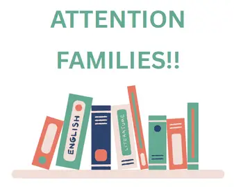 shelf of books that says "Attention Families!!"