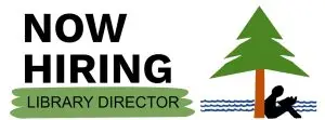 'Now Hiring Library Director' with Lakes Country Library logo