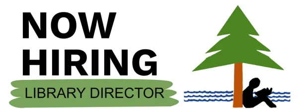 'Now Hiring Library Director' with Lakes Country Library logo